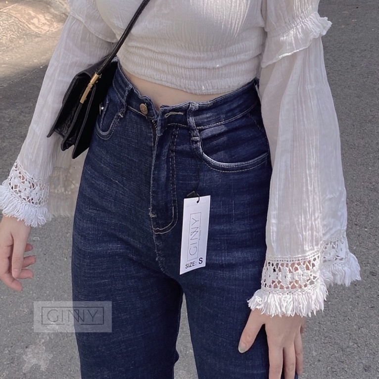 Quần Jean Nữ Lưng Cao Co Giãn Có Túi KHA040 GINNY | Quần Bò Cạp Cao SKINNY Jeans Trơn Dài Basic