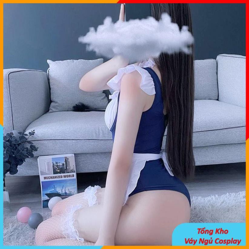 Bộ Đồ Ngủ Cosplay Hầu Gái Có Mút Ngực - HÀNG CAO CẤP - HGBD XANH - Bodysuit Sexy Cosplay Cô Giúp Việc Gợi Cảm | BigBuy360 - bigbuy360.vn