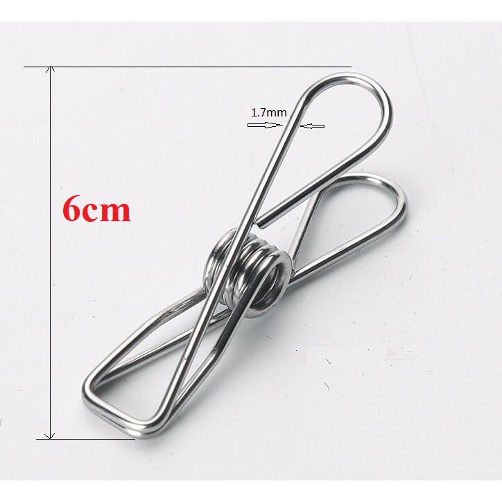 Kẹp Inox Phơi Đồ, Kẹp Treo Đồ Đa Năng size 6cm và 8cm