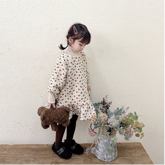 Đầm Công Chúa Vải Lông Cừu Dày In Hoa Thời Trang Thu Đông Cho Bé Gái Gmn 66 2021