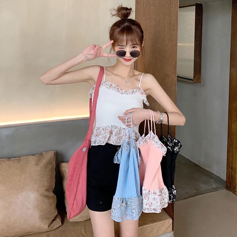 [Baywellfashion]Floral Stitching Knitted Sweater Bottoming Small Camisole | BigBuy360 - bigbuy360.vn