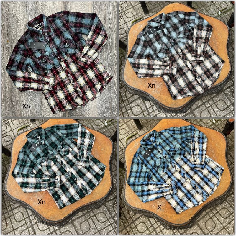 Áo sơ mi nam dài tay amiri loang màu kẻ sọc caro , chất liệu cotton không phai màu thấm hút mồ hôi
