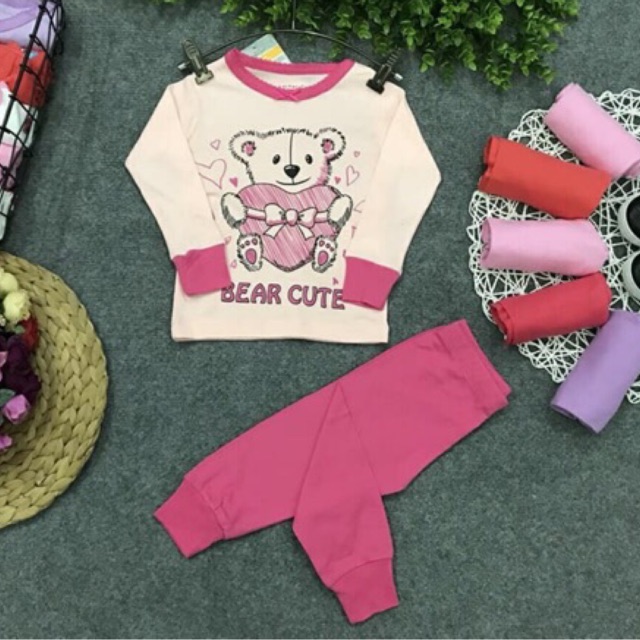 Bộ dài tay thu đông  bozip/borip nữ 8-21 kg