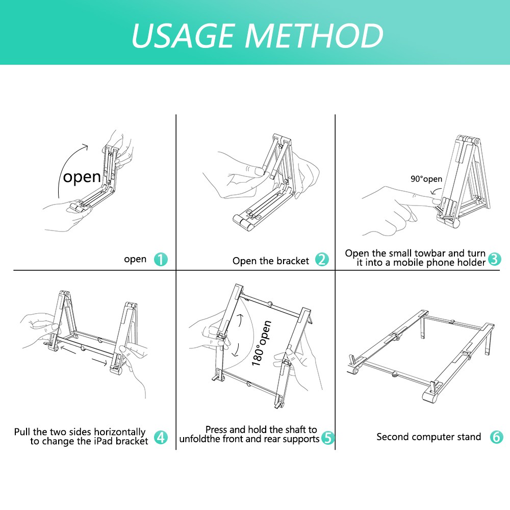 Giá đỡ laptop/điện thoại di động/máy tính bảng làm mát để bàn thiết kế nhỏ gọn có thể gập lại