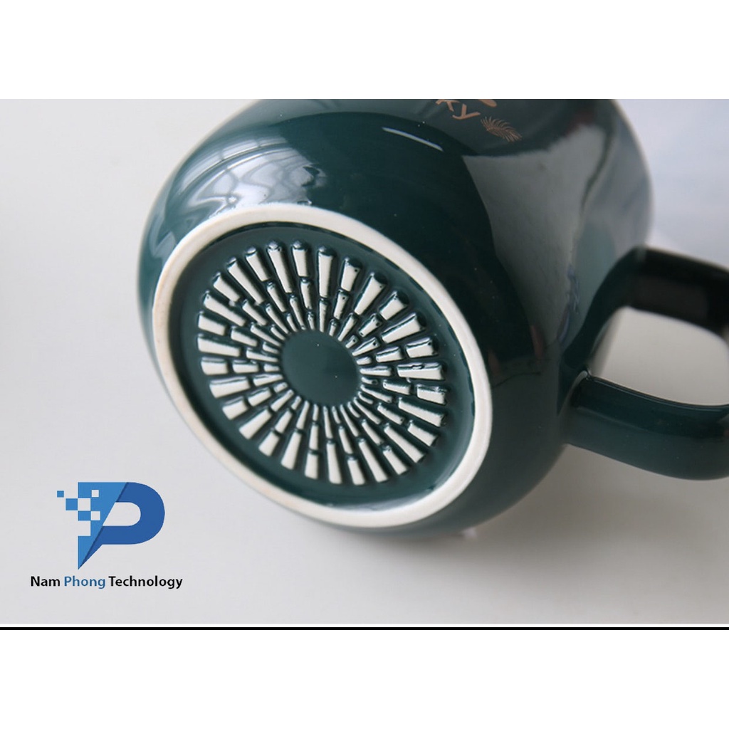 Ly Cốc Sứ Pha Trà, Cafe DHA Cao Cấp Có Nắp Đậy Tặng Kèm Thìa Xinh Xắn Kiểu Dáng Sang Trọng - NAMPHONG TECHNOLOGY