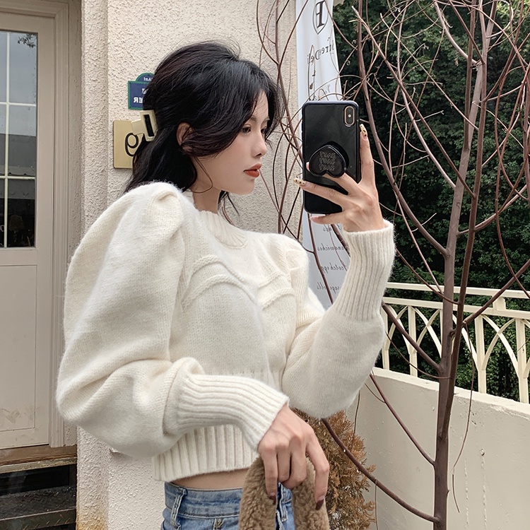 Porozi  Áo sweater len  cho nữ dài tay cổ tròn thời trang Hàn Quốc