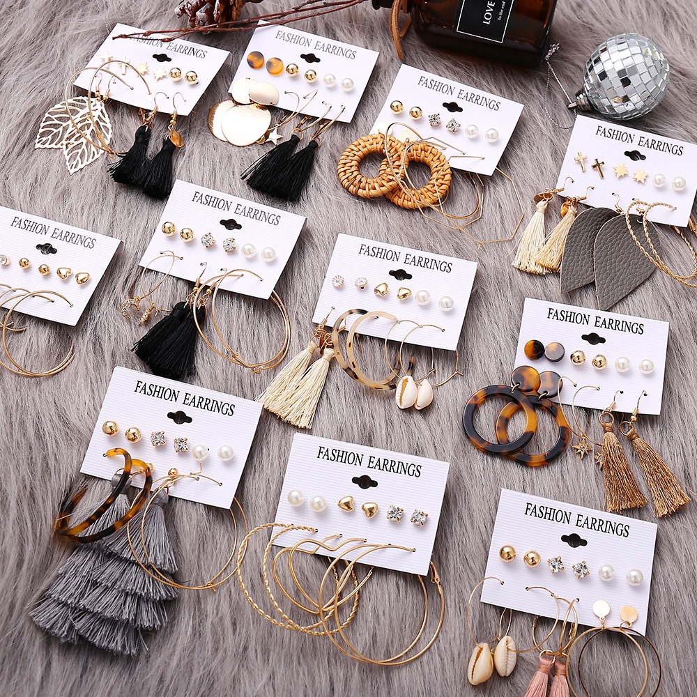 Set 6 cặp khuyên tai phong cách thời trang bohemian dành cho nữ