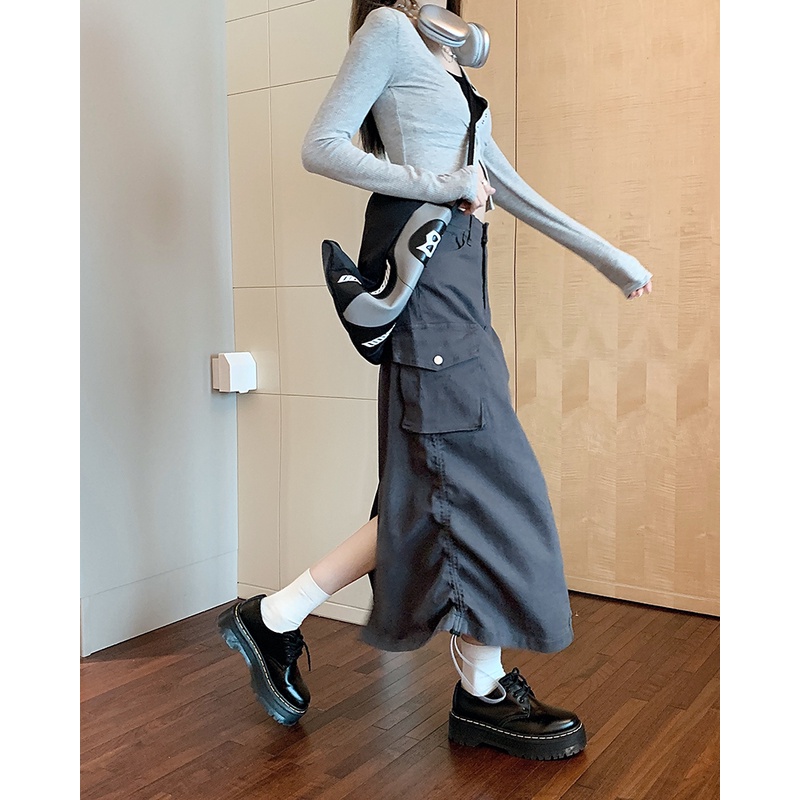 Chân Váy Chữ a Lưng Cao Phối Dây Rút Thời Trang vintage Hàn Quốc