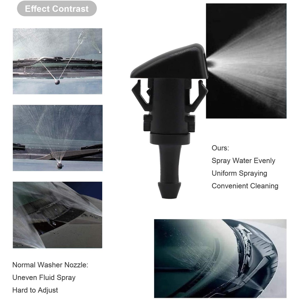 4 gói Máy rửa kính chắn gió phía trước Vòi phun Bộ thay thế cho Chrysler Dodge Ram 5116079Aa,4805742Ab,5303833Aa