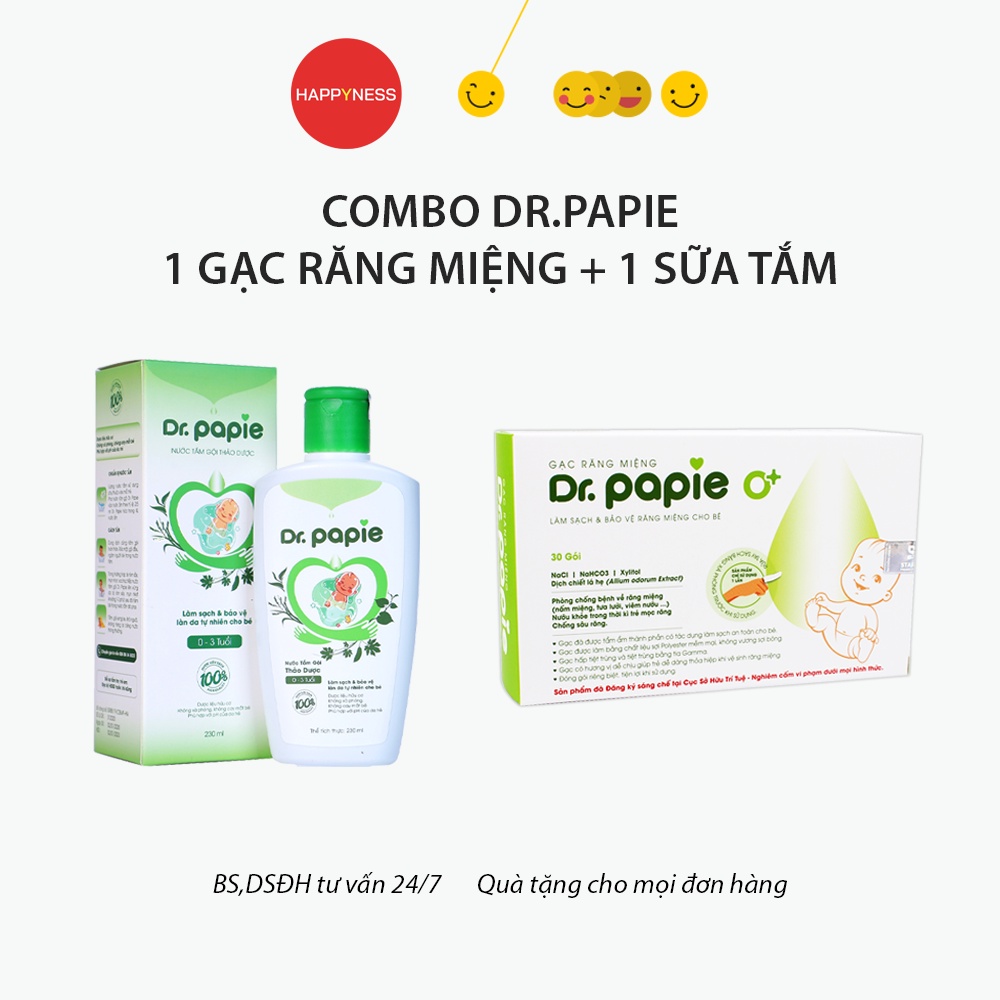 Gạc rơ lưỡi Dr Papie - Gạc răng miệng vệ sinh cho bé - Hộp 30 gạc