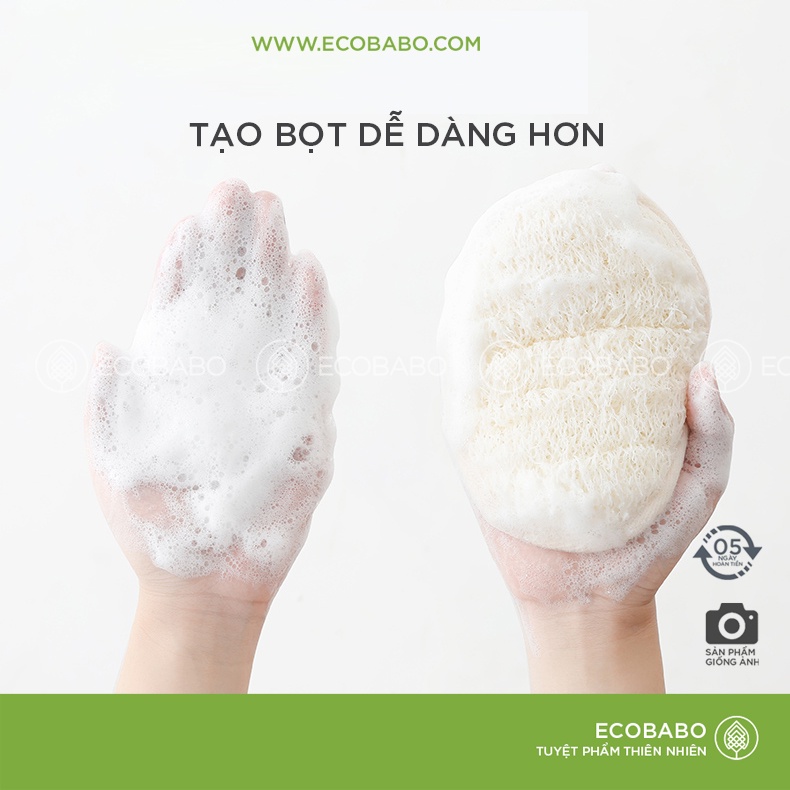 Bông tắm xơ mướp hữu cơ tạo bọt xỏ tay tiện dụng thân thiện cơ thể Ecobabo