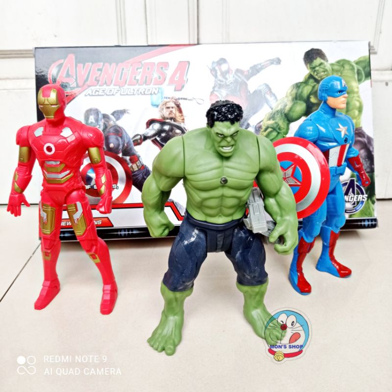 Hộp 3 nhân vật siêu anh hùng Avengers có sẵn pin, phát sáng