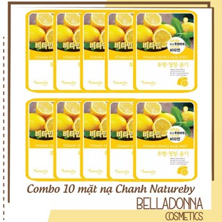 Combo 10 mặt nạ dưỡng trắng da từ chanh natureby vitamin essence mask sheet 10 x 23g
