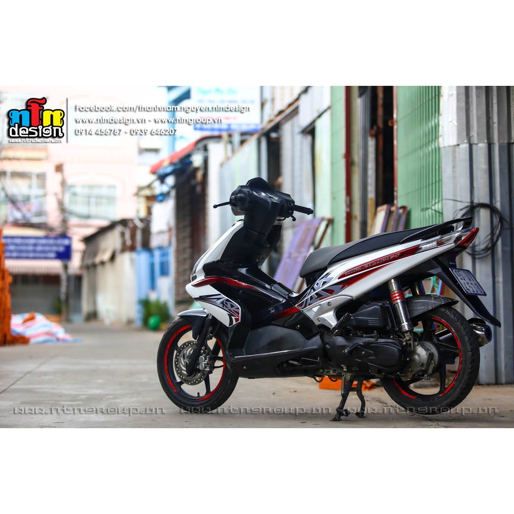 Tem Rời Dán Xe Air Blade Mẫu Zin Trắng Đen Đỏ Cực Chất, Hàng 3 Lớp Chất Lượng Cao ,Team Decal