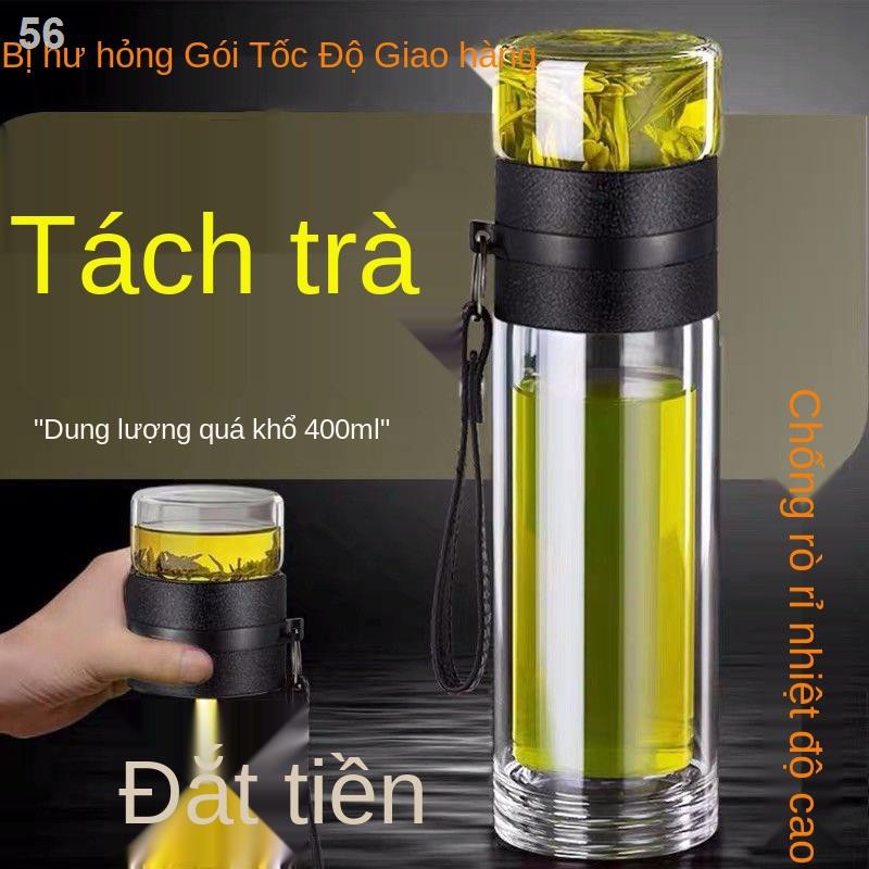 cốc tách nước trà thủy tinh đôi sáng tạo xu hướng cá tính cho nam cách nhiệt đơn giản tiện dụngE