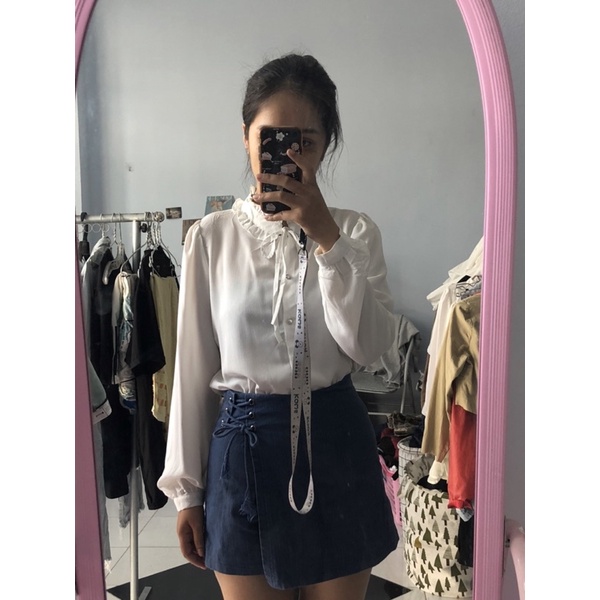 Chân váy jeans cột dây secondhand