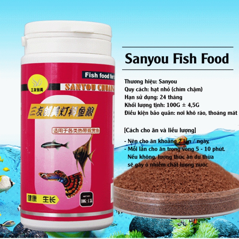 Thức Ăn Cá Cảnh Sanyou Fish Food | Cám Tổng Hợp Dành Cho Các Loại Cá Neon, Bảy Màu...Các loại cá thuỷ sinh