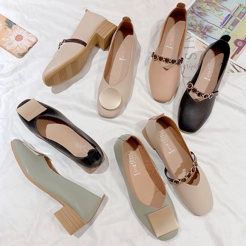 Giày Cao Gót Mũi Vuông Thời Trang 2021 Cho Nữ