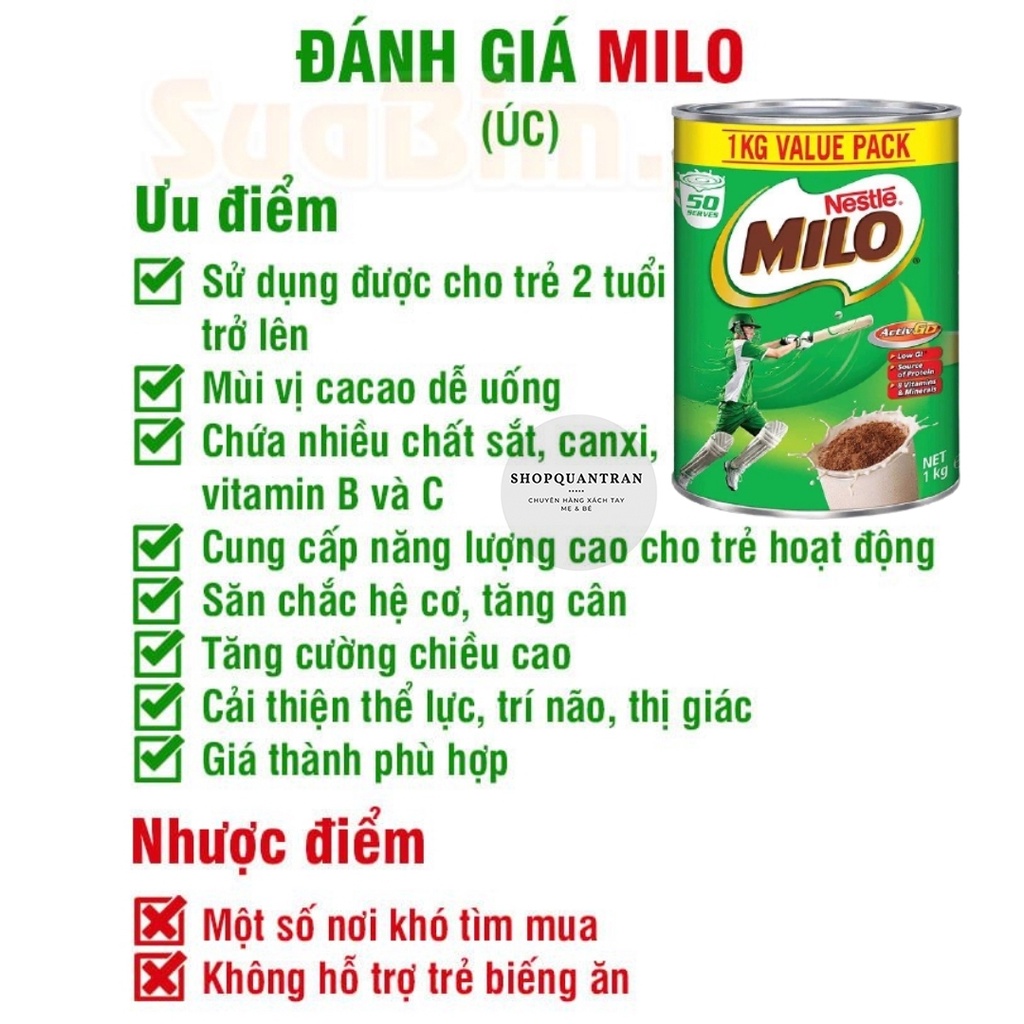 Sữa Bột Milo Úc Hộp 1 KG (Date Mới 2023) Chính Hãng Giá Tốt Nhất Thị Trường