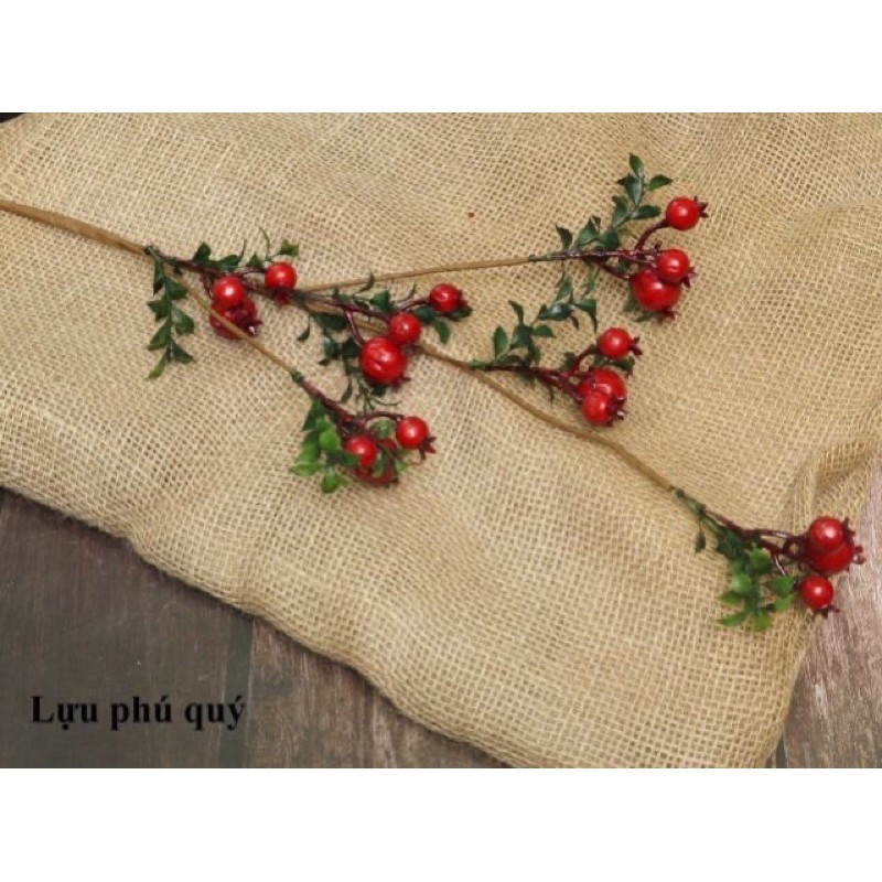 👉 Cành Quả Lựu Phú Quý Tài Lộc Trang Trí Dài 60cm