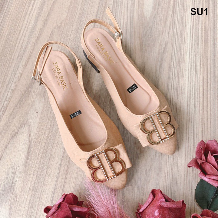 Giày sục da mềm đính khóa mũi nhọn - SU1
