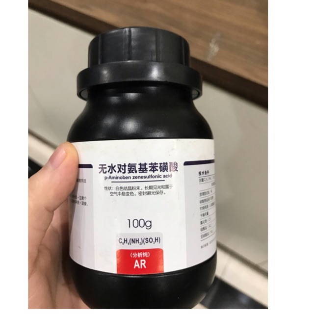 Hoá chất Sulfanilic aci d CAS 121-57-3 C6H7NO3S lọ 100g 4-aminobenzenesulfonic aci.d