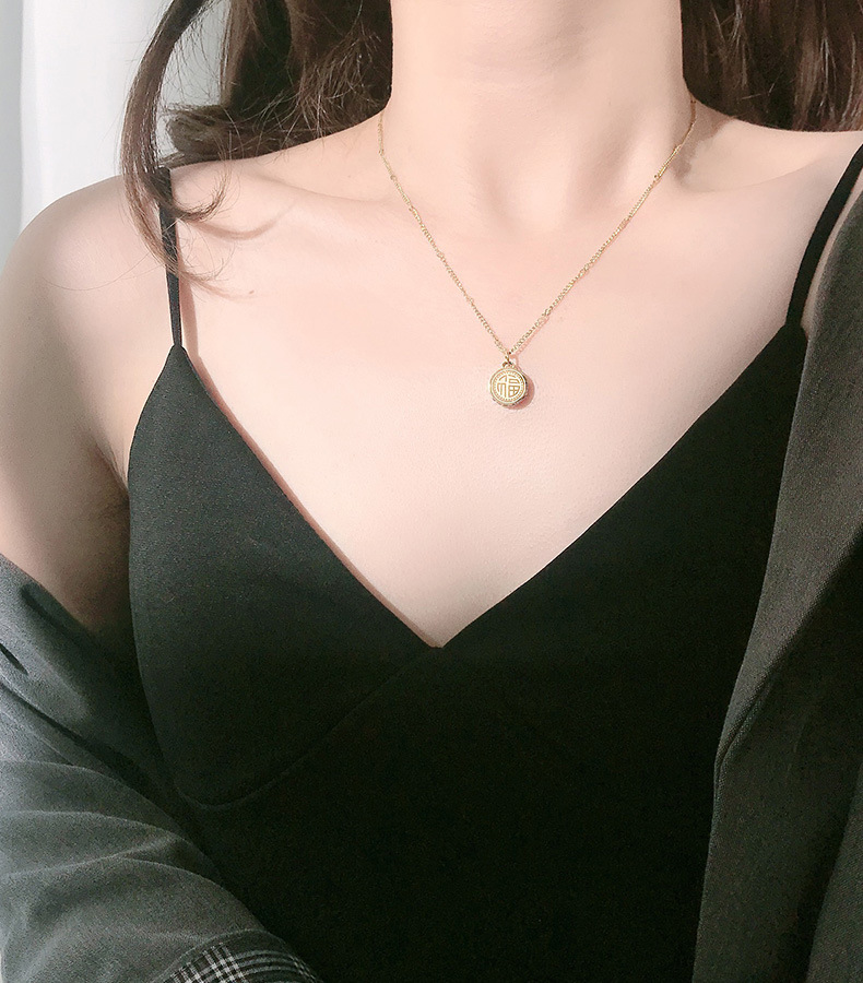 Dây chuyền thép titan mạ vàng 18K thương hiệu Fengfu Trung Hoa cho nữ