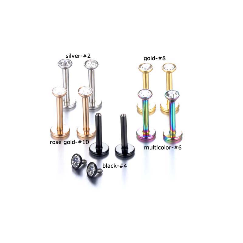 1 Khuyên Xỏ Cơ Thể Bằng Thép Không Gỉ Đính Đá Zircon 8mm