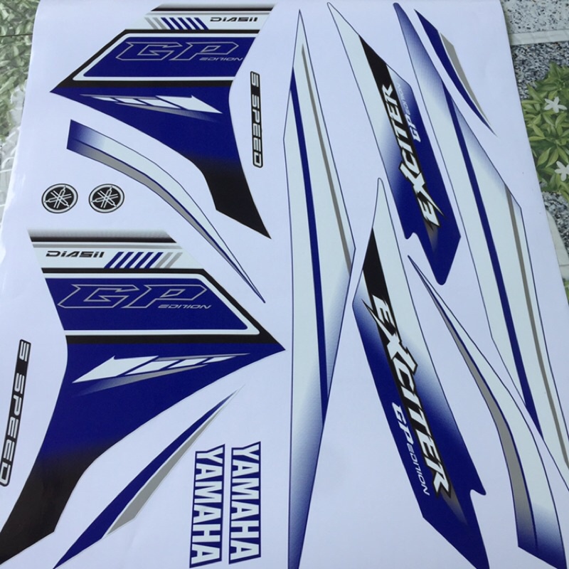 Tem rời Exciter 2011 - Tem GP 2012 xanh trắng - Tùy chỉnh theo yêu cầu - Tem chế Exciter 135 chất lượng cao