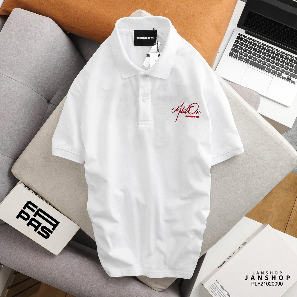 ÁO POLO FAPAS TRẮNG BUFFALO HÌNH LƯNG JANSHOP