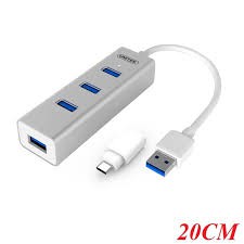Hub USB 3.0 4 Ports + ĐĐ Type-C Unitek (Y-3082B) - HÀNG CHÍNH HÃNG