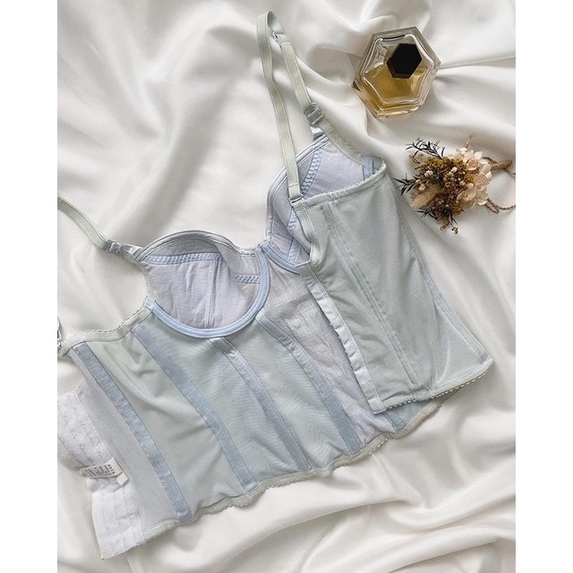 Áo corset xanh nhạt pastel 2hand