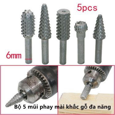 Bộ 5 mũi phay mài cắt gỗ đa năng