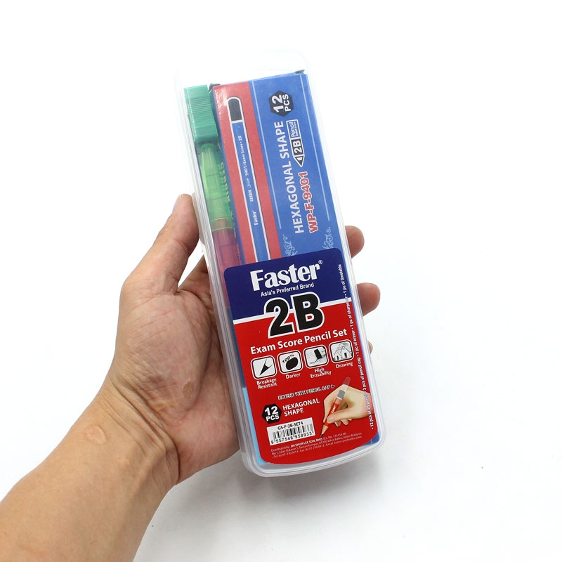 Bộ Bút Chì Faster 2B - 4 - GS-F-2B-SET4 - Xanh Dương - Faster