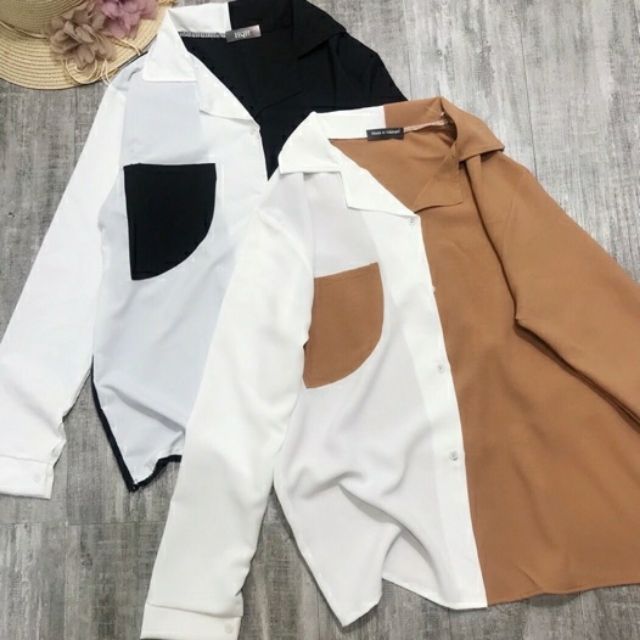 Sơ mi đũi phối màu siêu hót