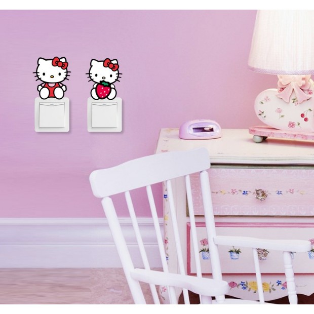 Decal dán công tắc ĐÈN - hình Hello Kitty
