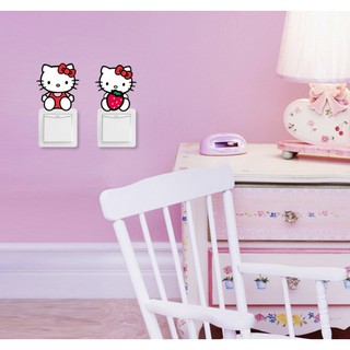 Decal dán công tắc ĐÈN - hình Hello Kitty