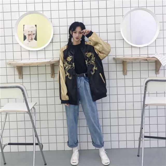 ÁO KHOÁC BOMBER THÊU RỒNG ULZZANG
