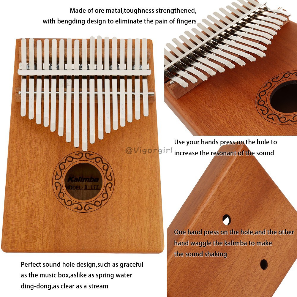 VG 17 Phím bấm Kalimba Thumb Piano Mahogany Mini Bàn phím