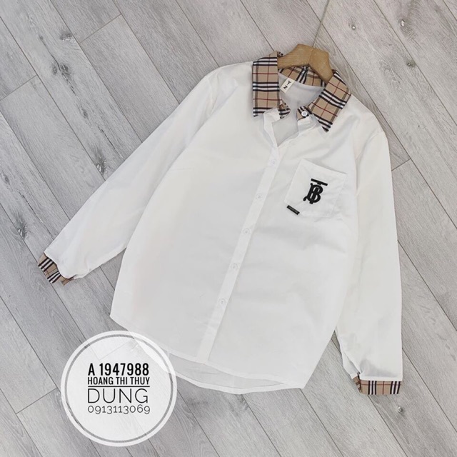 [Mã FAMAYWA giảm 10K đơn 50K] Áo Sơ Mi Trắng Thêu Chữ B Pha Kẻ BBR | BigBuy360 - bigbuy360.vn