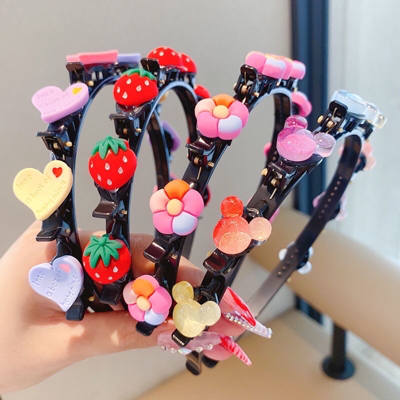 Bờm xược tóc Hàn Quốc đính hoa quả cho bé siêu cute