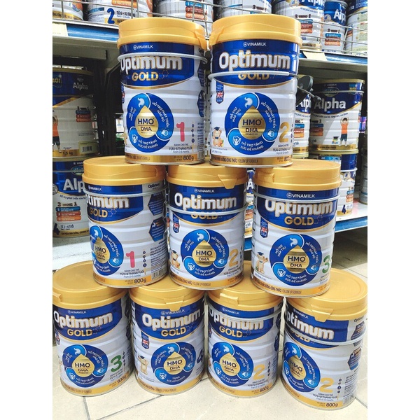 Sữa optimum gold đủ số 1,2,3,4 800g tăng sức đề kháng, phát triển não bộ.