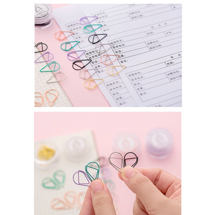 Set 10 Kẹp Giấy Kim Loại Hình Giọt Nước Dễ Thương