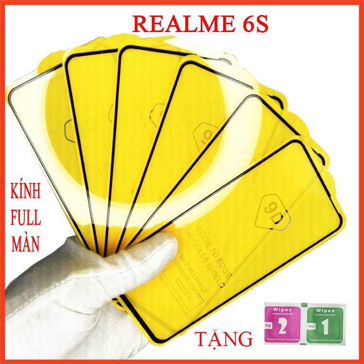 Kính cường lực REALME 6S, Kính cường lực full màn hình, Ảnh thực shop tự chụp, tặng kèm bộ giấy lau kính TAIYOSHOP4