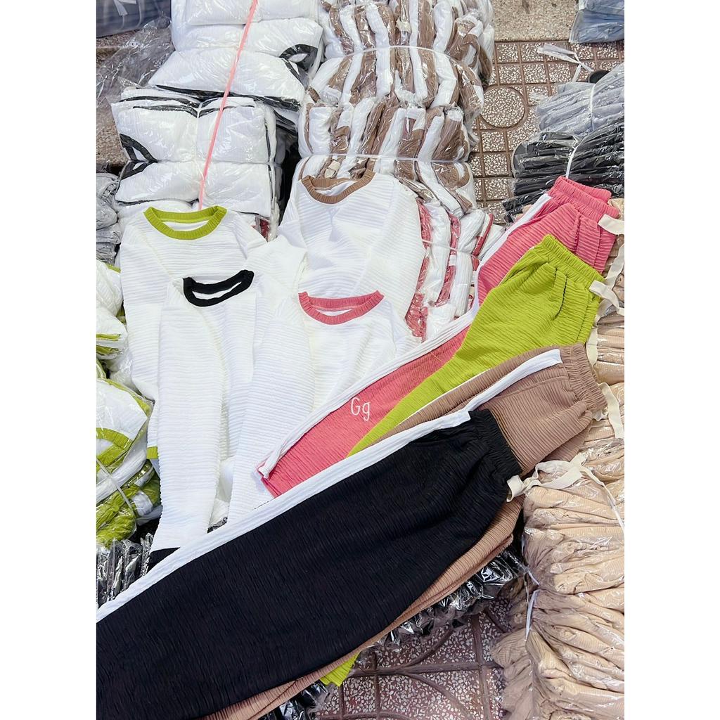 sét bộ xốp xuông dài quần áo chạy viền hot