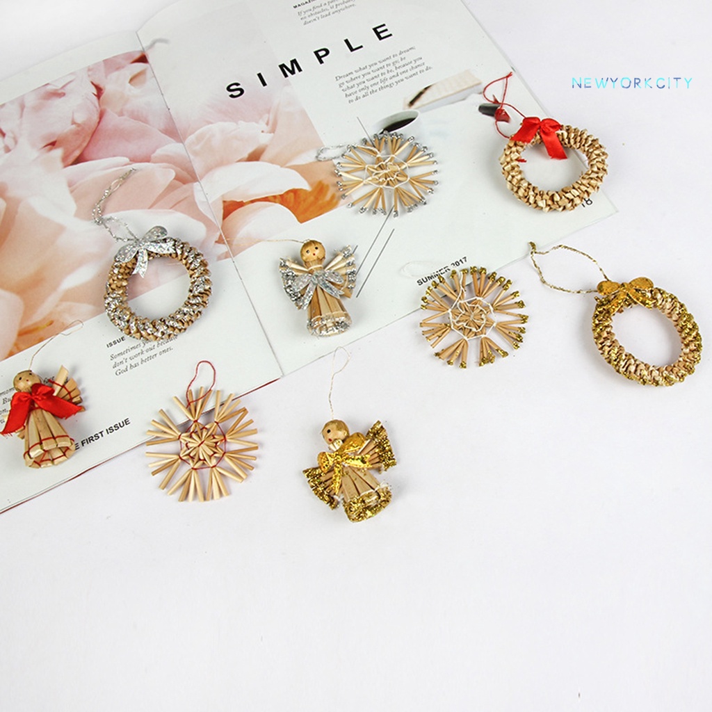 Set 8 Phụ Kiện Trang Trí Cây Thông Giáng Sinh Lấp Lánh Phong Cách Hoạt Hình Bằng ABS