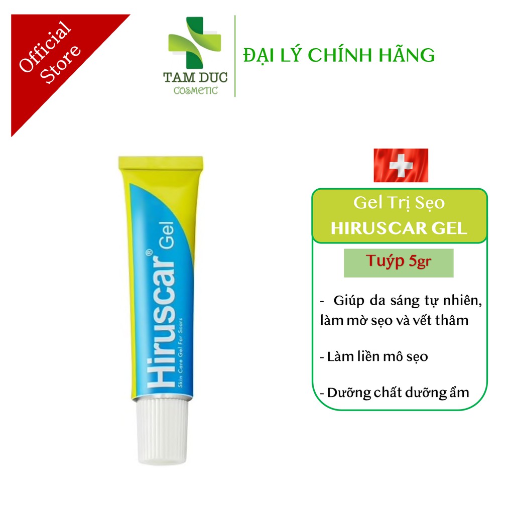 Gel mờ sẹo HIRUSCAR [Tuýp 5g] - Gel cải thiện sẹo vừa, sẹo lõm, sẹo thâm [hirusca]