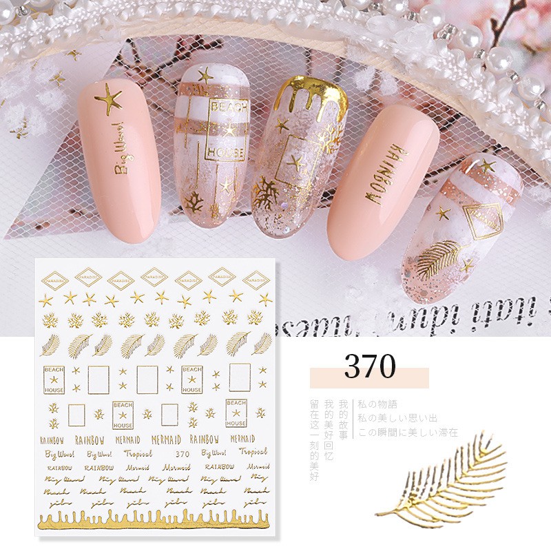 [Hàng mới về] Nhãn dán trang trí móng tay hình ngôi sao và mặt trăng 3D màu vàng kim phong cách Nhật Bản độc đáo