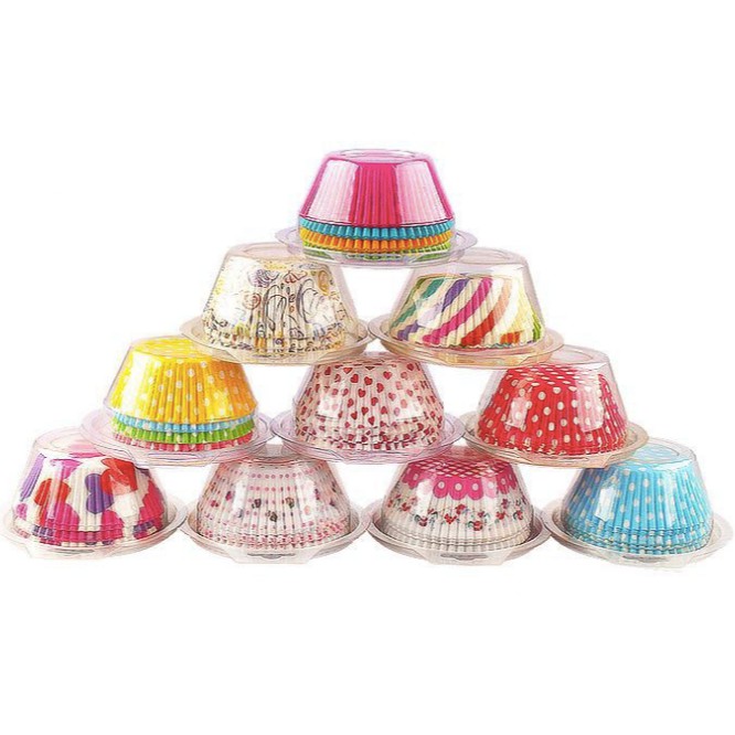 Set 100 Khuôn Giấy Cup Cake Làm Bánh Nhiều Màu B071