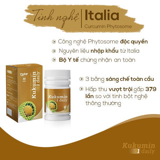 Tinh bột nghệ Itali -Curcumin Phytosome tối ưu hấp thu - 𝐊𝐮𝐤𝐮𝐦𝐢𝐧 𝟏 𝐃𝐚𝐢𝐥𝐲